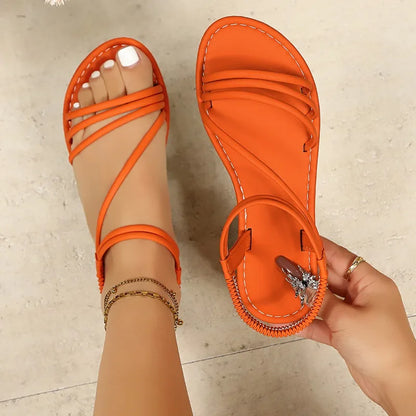 Sandales d'été tendance pour femme 2026, sexy, bout ouvert, plates, légères et confortables, claquettes de plage - En solde