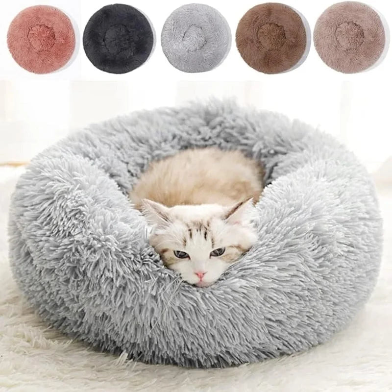 Cat Bed Round Autumn And Winter Soft Plush Pet Bed Dog Sofa Bed Plush Comforter Nest Shell Cat Nest Semi-enclosed Cat Nest