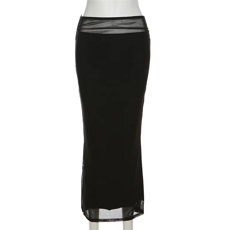 Sylcue Nero Semplice Tutto-fiammifero Casual Pendolari Estate Viaggi di Strada Fresco Gioventù Vitalità Stretto Sexy Gonna da Donna ad Alta Elasticità