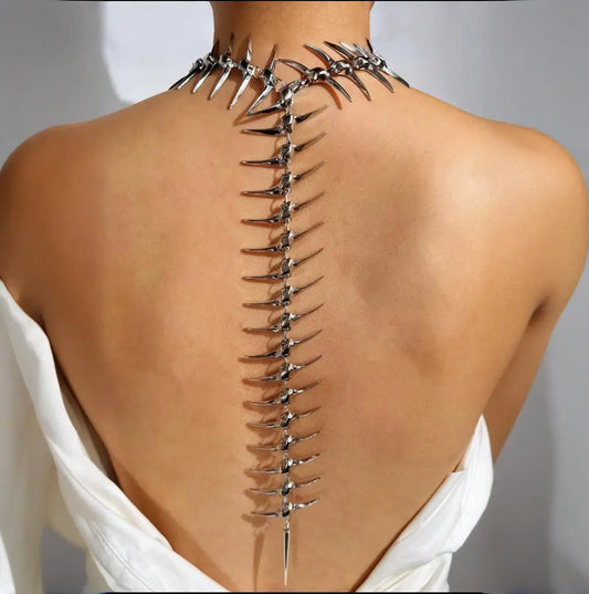Collana da Donna in Lega con Scheletro Spinato Stile Hip-Hop Audace, Perfetta per Feste, Uso Quotidiano e Outfit Street Style - NOVITÀ