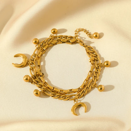 EILIECK Bracciale con ciondolo stella marina luna stella color oro in acciaio inossidabile 316L per le donne Nuovo regalo di gioielli con catena da polso alla moda