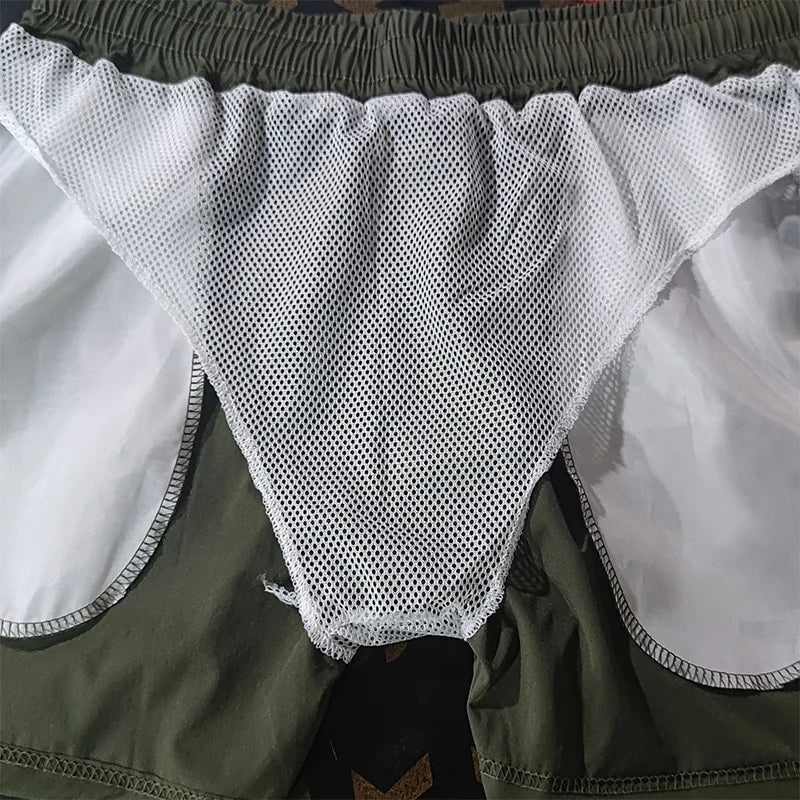 Costume da bagno da uomo con tasche con cerniera Fodera in rete Pantaloncini da spiaggia estivi Costume da bagno da bagno ad asciugatura rapida Costume da bagno