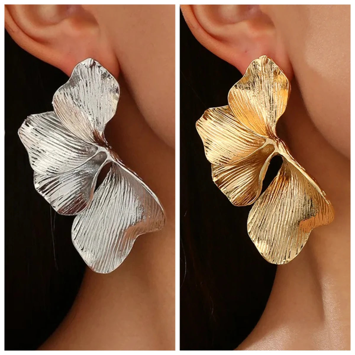 Orecchini Vintage Geometrici Irregolari in Metallo per Donne, Tendenza 2025, Orecchini a Perno Dorati, Gioielli