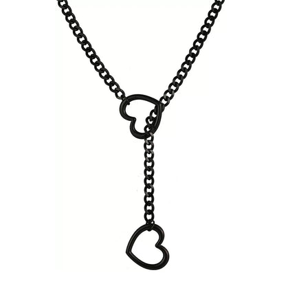 ZAKOL Collana a maglie cubane regolabile in acciaio inossidabile Collana a forma di Y con cuore cavo Accessori per feste in stile punk rock