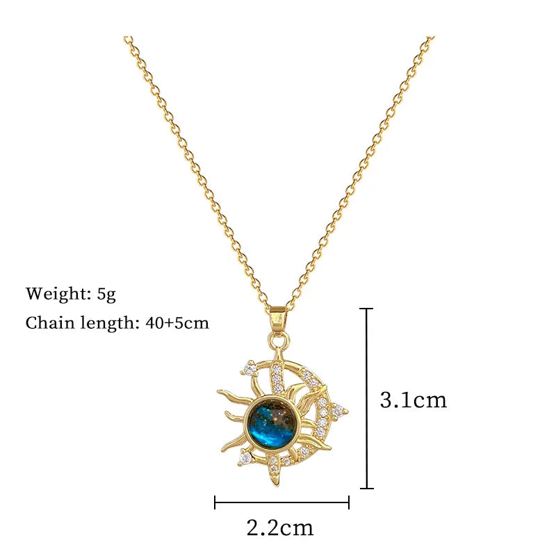 Collana di lusso leggera in acciaio al titanio con serie Star per donna, colore oro, pianeta, luna, astronauta, collane con ciondolo, gioielli, regali