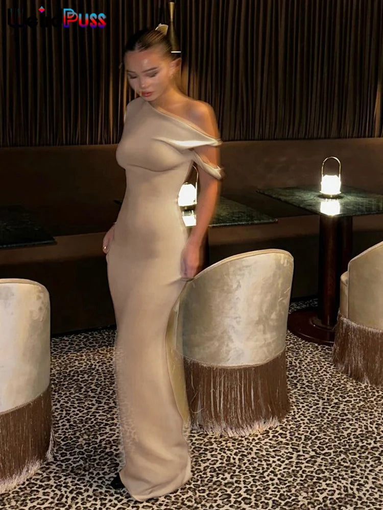 Strano gatto vestito dalla fasciatura donna estate sexy irregolare solido guaina chic elasticizzato a forma di corpo liscio festa di compleanno elegante aderente