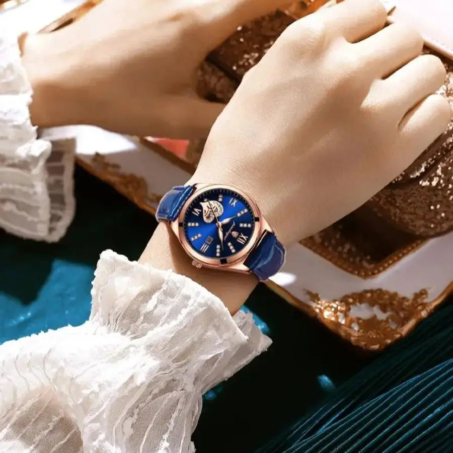 POEDAGAR Orologi casual di lusso per donna Orologio da donna in pelle con calendario impermeabile Orologio da polso al quarzo da donna di moda di alta qualità