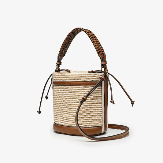 Borsa a secchiello in paglia di moda Borse da donna in tessuto Borse a tracolla con pannelli firmati Borse a tracolla piccole da spiaggia estive casual sac