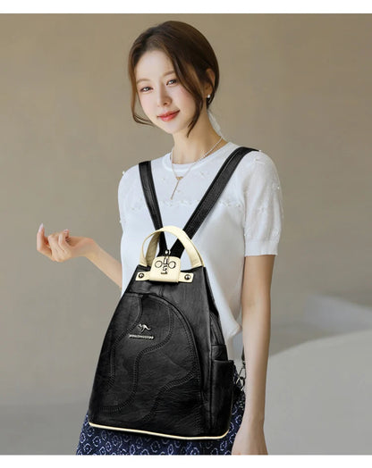 Zaini in pelle da donna Borsa da petto femminile con cerniera Zaino da viaggio Zaino da donna Mochilas Borse da scuola per ragazze adolescenti Sac A Dos