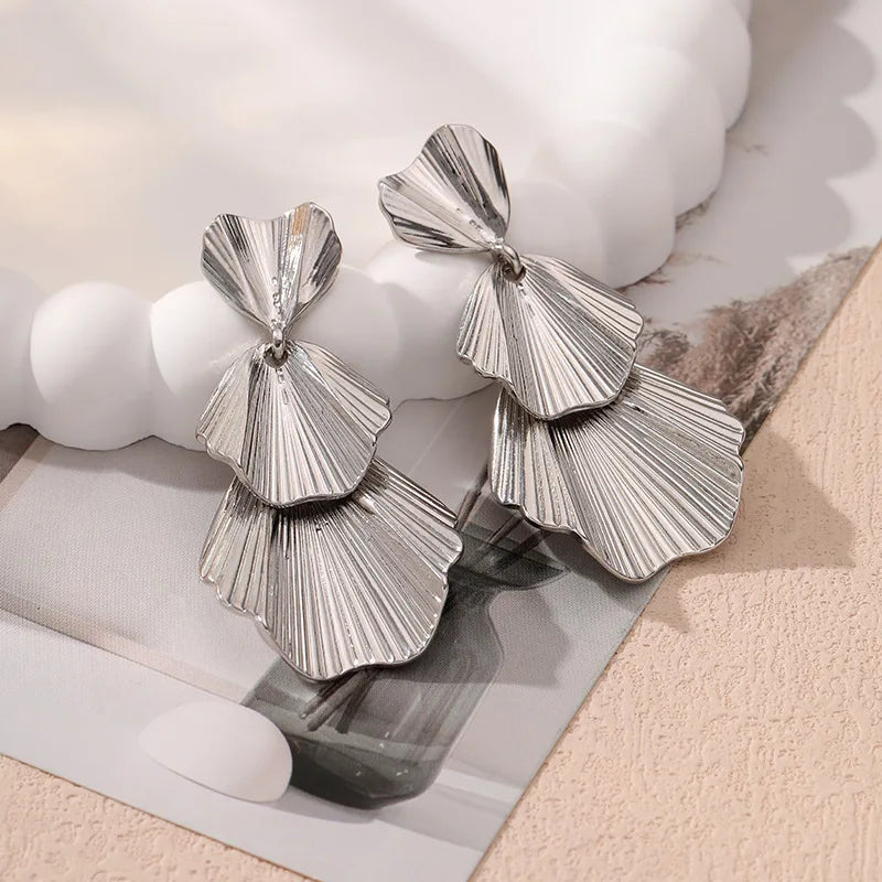 Orecchini Vintage Geometrici Irregolari in Metallo per Donne, Tendenza 2025, Orecchini a Perno Dorati, Gioielli