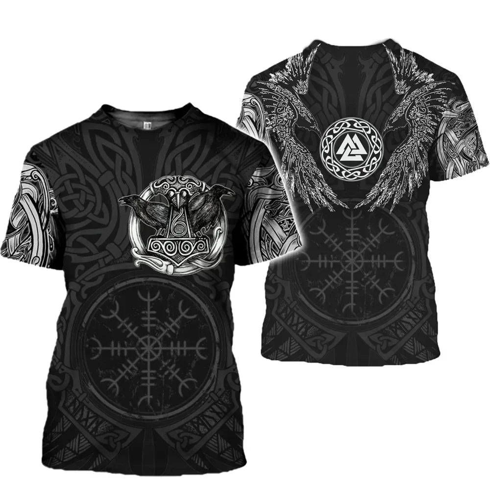 L'ultimo simbolo vichingo 3D stampato abbigliamento oversize estivo manica corta da uomo da strada comoda maglietta Hip Hop Harajuku Top
