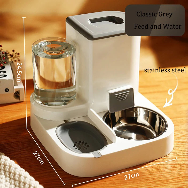 Distributore Automatico di Cibo e Acqua per Cani e Gatti, Set con Ciotola Universale per Animali Domestici