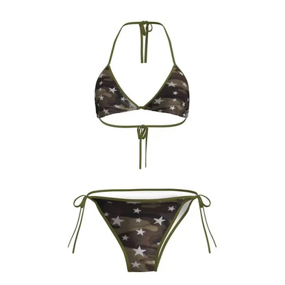 Femme Sexy Chic Fille Maillot de Bain Plage Bikini Ensembles Soutien-Gorge Halter à Lacets + Short Vintage 2025 Tenue de Bain Été Nouvelle