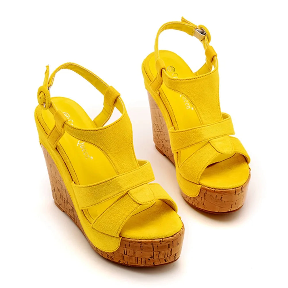 Sandali con plateau Summer Fashion Women Bohemia Style tacco alto bocca di pesce Peep Toe zeppe scarpe per le donne Sandalias De Mujer