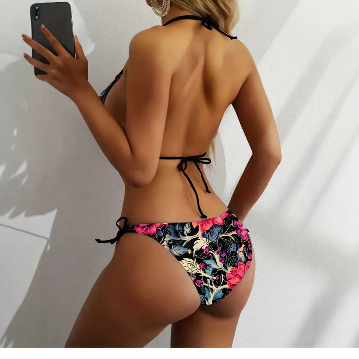 Sexy Floral Print Bikini Set Damen Bademode Zweiteiliger Strandanzug Triangel-Badeanzug Damen Schnür-Badeanzug Biquine Brasileiro