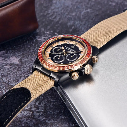 PAGANI DESIGN Orologio meccanico da uomo di lusso 40mm Orologio con cronometraggio multifunzionale Lunetta arcobaleno Vetro zaffiro Orologi da uomo PD1732