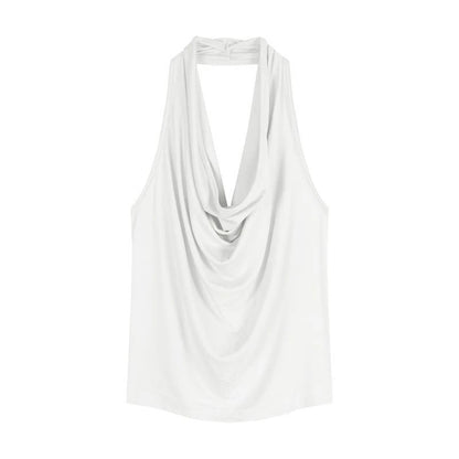 Summer Women Pure Desire Sexy Swing Collar Halter Sleeveless Slim Tank Top French Fashion Tank Top New 2025