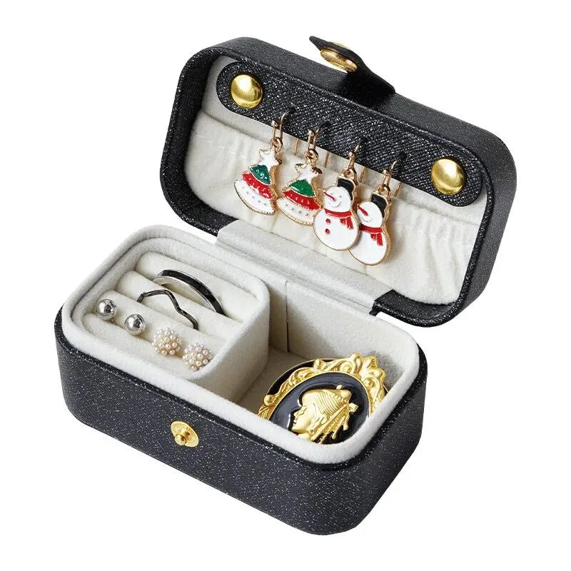 Elegante Scatola Portagioie in Pelle PU, Semplice Contenitore per Anelli, Collane e Orecchini, Stile Minimalista, Portatile per Uso Quotidiano e Viaggi