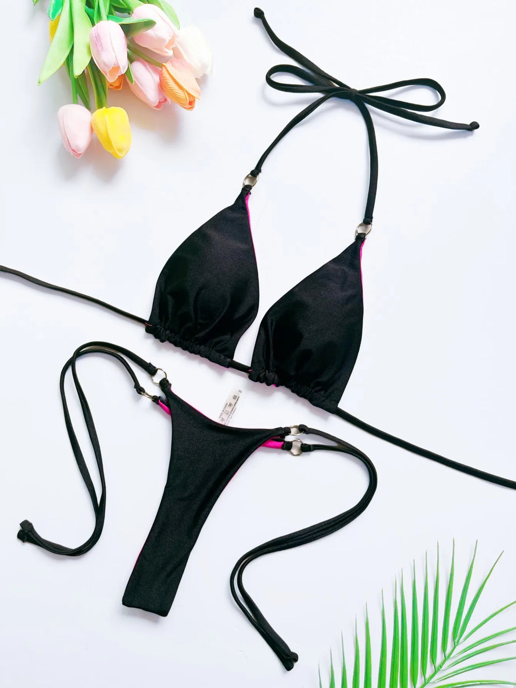 RUOTONSEPT 2026 Neuer sexy, einfarbiger Bandage-Bikini-Set, Damen-Badeanzug, zweiteiliger Dreiecks-Badeanzug, brasilianischer Biquini