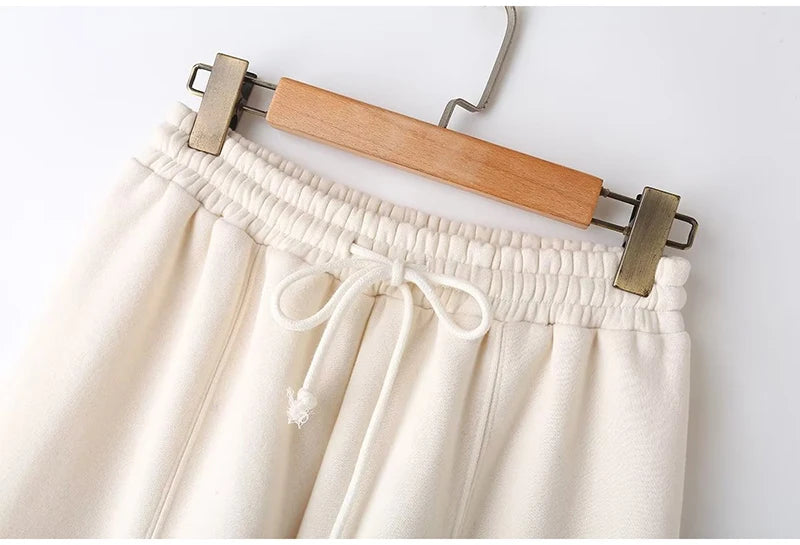 Abito caldo per le donne Pantaloni sportivi Set Inverno 2 pezzi Giacca e pantaloni in pile spesso con cerniera Set Tuta da donna in velluto per le donne