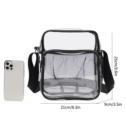 TINYAT Borse da donna in PVC trasparente impermeabile con cinturino in rete leggera Metti per cuffie perse Jack Ombrello per cellulare iPad da 9,7 pollici