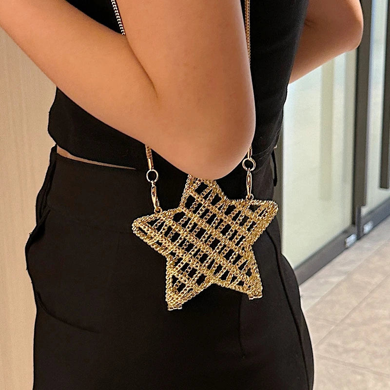 Borsa rossa con bocca in metallo moda per donna borse a tracolla in oro di alta qualità Designer borsa a tracolla scavata borsa da pranzo carina