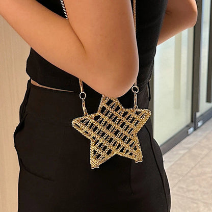 Borsa rossa con bocca in metallo moda per donna borse a tracolla in oro di alta qualità Designer borsa a tracolla scavata borsa da pranzo carina