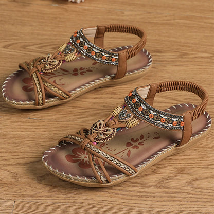 Sandali da donna Sandali estivi stile Boemia Donna Fondo morbido Sandali con tacco basso Scarpe da donna Scarpe antiscivolo Calzature estive