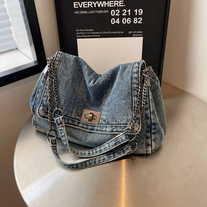 Borsa in denim da donna 2025 Borse a tracolla casual di nuova moda Borsa tote di grande capacità Borse a tracolla per pendolari di classe per donna bolsa sac