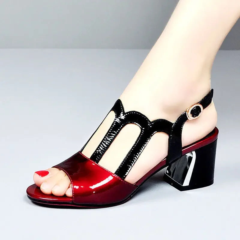 Maogu Summer Heels tacco medio fibbia femminile Footware nero 2024 Trend Fashion New Women's Pumps Shoes Peep Toe sandali donna 40