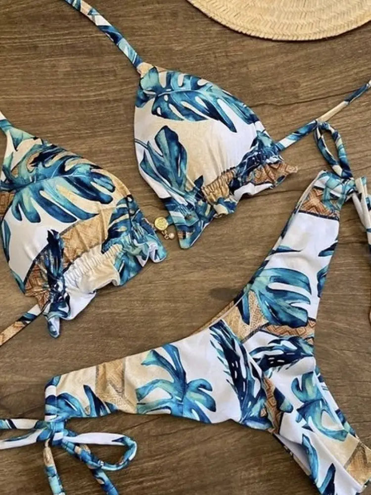 RUOTONGSEPT Sexy Print Bikinis Set Women Swimsuit Bandage Two-Piece Swimwear Brazilian Biquínis Beachwear Bathing Suit 2023 New