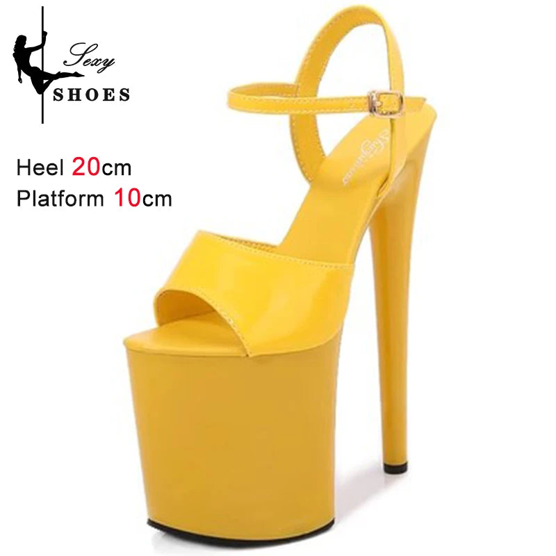 Women Sexy Show Sandals 20 CM High Heels Sexy Platform Color Sandals Girls 8Inch Super High Heels Shoe for Party Club Stripper