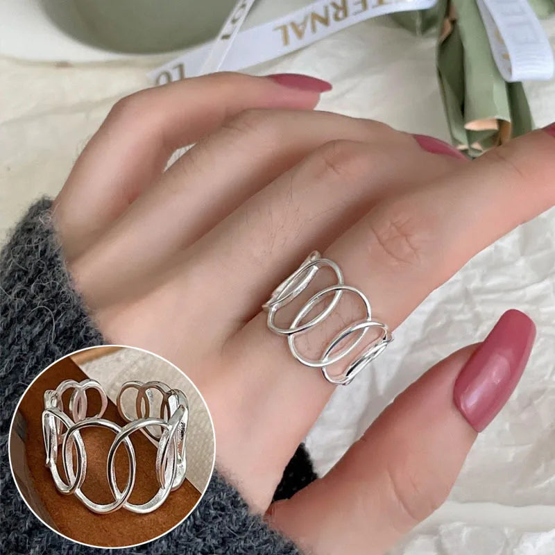 Anello goccia d'acqua in argento sterling 925 per le donne regalo geometrico punk esagerazione tendenza accessori gioielli Hiphop Dropshipping