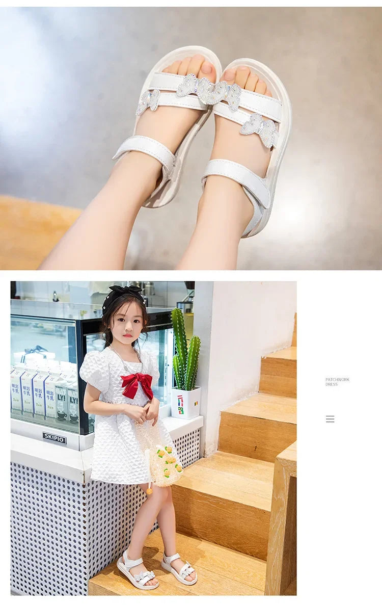 Mädchen-Sommersandalen Bunte Schleifensandalen für Kinder Rutschfeste Schuhe Mädchenschuhe verschleißfeste weiche Sohle Kostenloser Versand