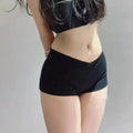 Pantaloncini Sportivi Casual Ultra Corti Neri Semplici da Donna per Danza, Fitness e Corsa, Estivi, Attillati, a Vita Bassa, Sexy, Stile Coreano