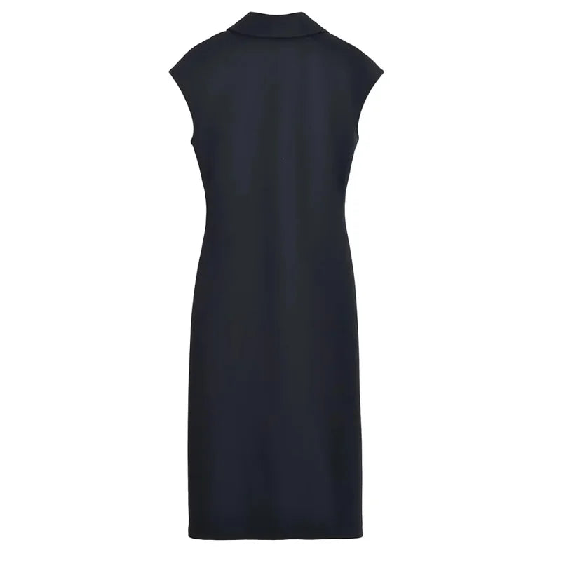 HXAO Camicia increspata Abiti longuette 2025 Donna Estate senza maniche Abito bianco nero Donna Aderente Elegante abito casual da donna 088