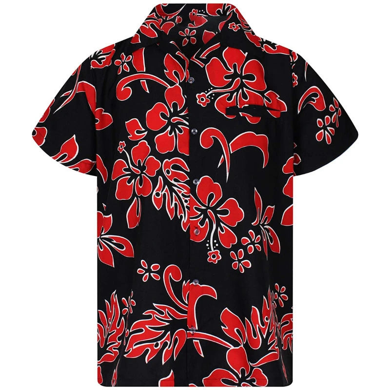 Camicia da uomo con risvolto estivo a maniche corte motivo hawaiano personalizzato stampa 3D lavoro casual quotidiano vacanza design confortevole