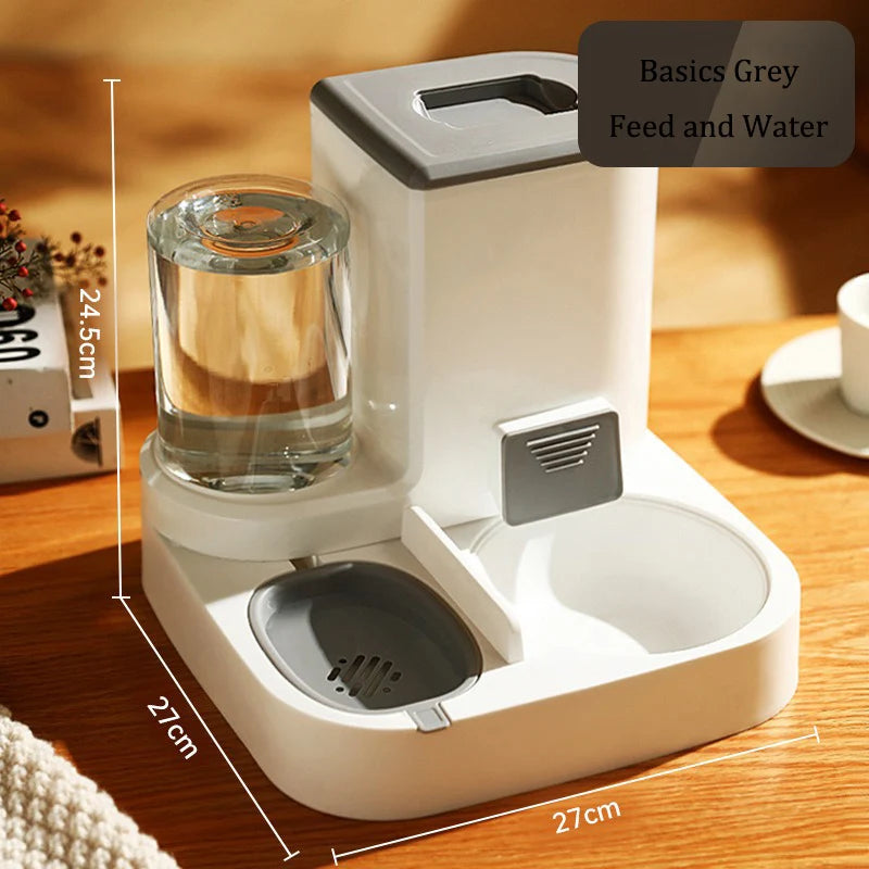 Distributore Automatico di Cibo e Acqua per Cani e Gatti, Set con Ciotola Universale per Animali Domestici