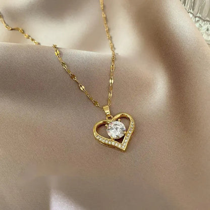 Collana con ciondolo a forma di cuore in stile elegante, design cavo, regalo per la festa della mamma, adatto ai migliori amici senza scatola