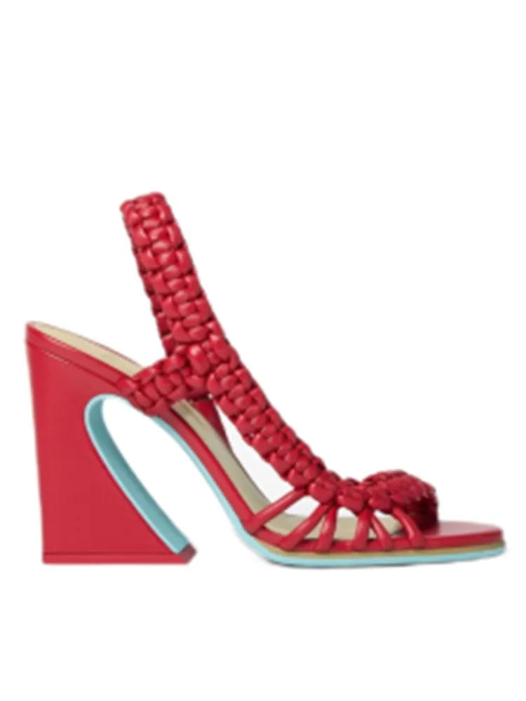 Sandali Estivi da Donna con Tacco Alto Intrecciati, Stile Europeo e Americano, Moda Runway Plus