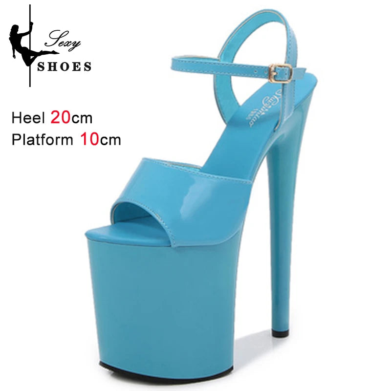 Women Sexy Show Sandals 20 CM High Heels Sexy Platform Color Sandals Girls 8Inch Super High Heels Shoe for Party Club Stripper