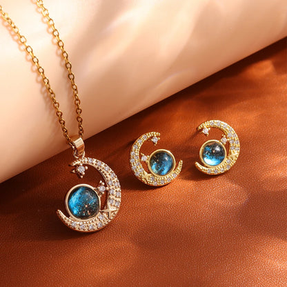 Collana di lusso leggera in acciaio al titanio con serie Star per donna, colore oro, pianeta, luna, astronauta, collane con ciondolo, gioielli, regali