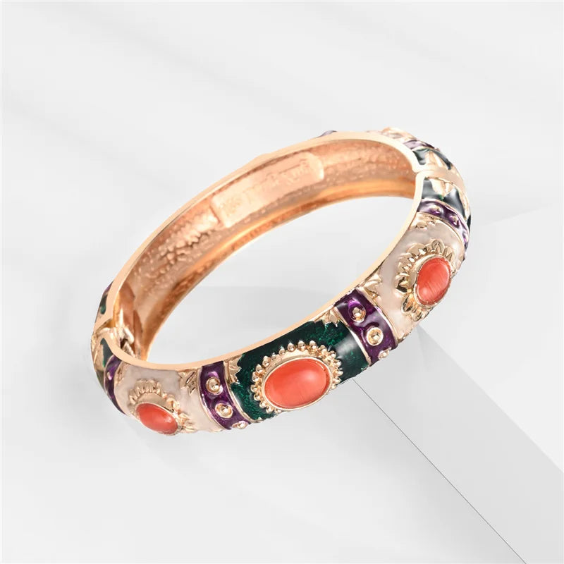 Bracelet en émail pour femmes, jonc à main hawaïen, indien, cloisonné, bijoux africains, bracelets de créateurs bohèmes pour femmes, cadeaux