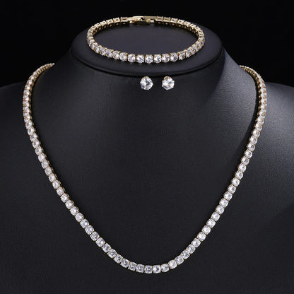 ZAKOL Gorgeous Buling AAA Clear Round Cubic Zirconia Collana da sposa Orecchini Set di gioielli da festa per le donne