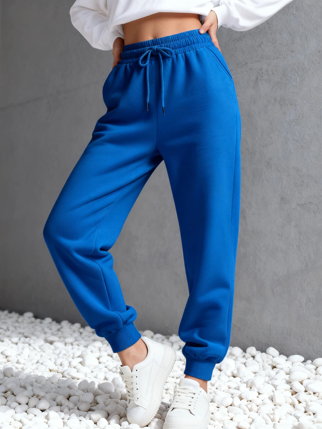 Pantaloni Jogger Invernali da Donna, Pantaloni Sportivi con Tasche, Pantaloni Larghi in Pile, Pantaloni Casual con Vita Elastica, Abbigliamento Sportivo Femminile