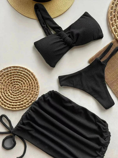 Sexy One-Shoulder-Bikini-Set für Damen mit Cut-Outs, hoher Taille, rückenfreier Badeanzug mit herausnehmbaren Polstern, Sommerstrandmode