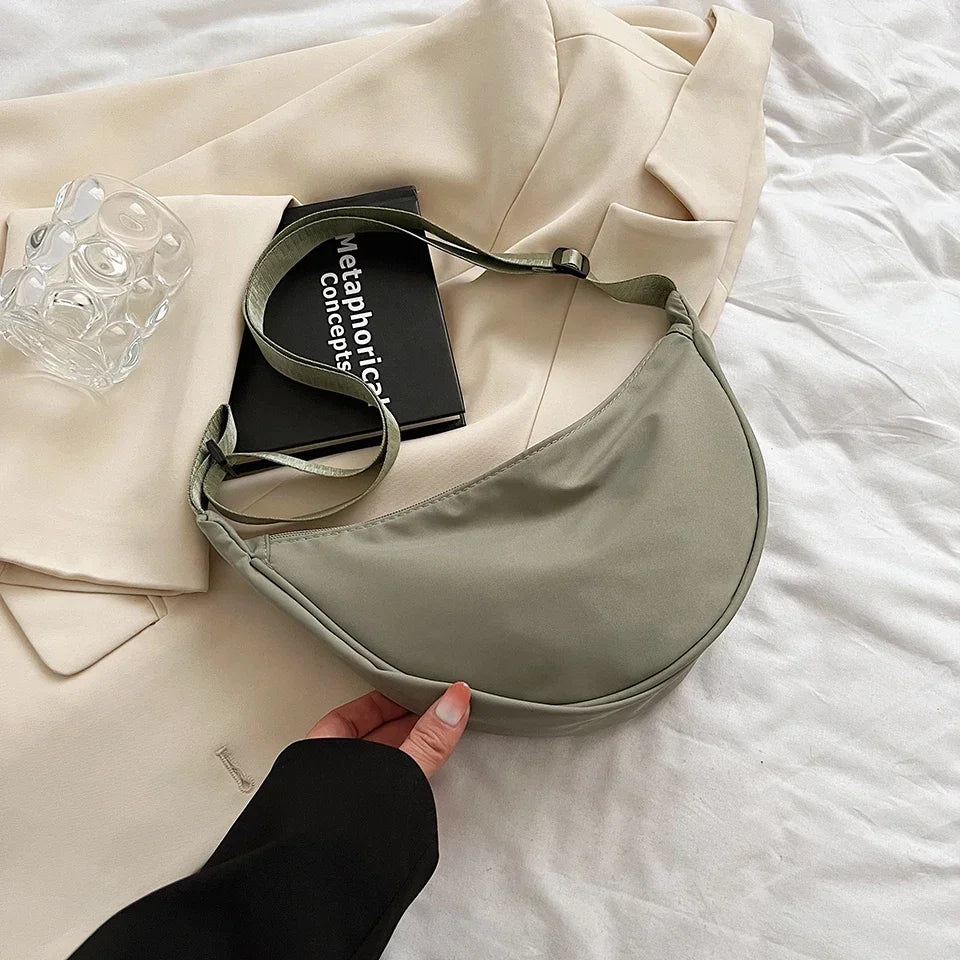Borsa a tracolla da donna dal Design semplice moda donna Nylon Hobos borse a tracolla piccole borse di stoffa Vintage da donna