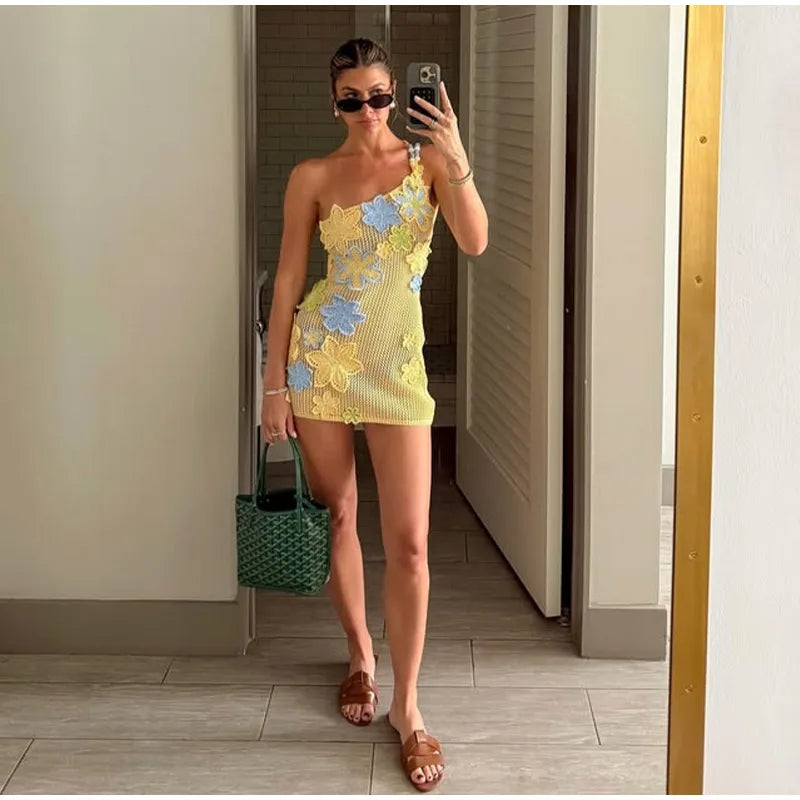Set di gonne superiori con corsetto da spiaggia lavorato a maglia Set di gonne divise con reggiseno senza maniche con scollo all'americana 3D senza schienale Abiti da donna 2 pezzi Abiti primaverili