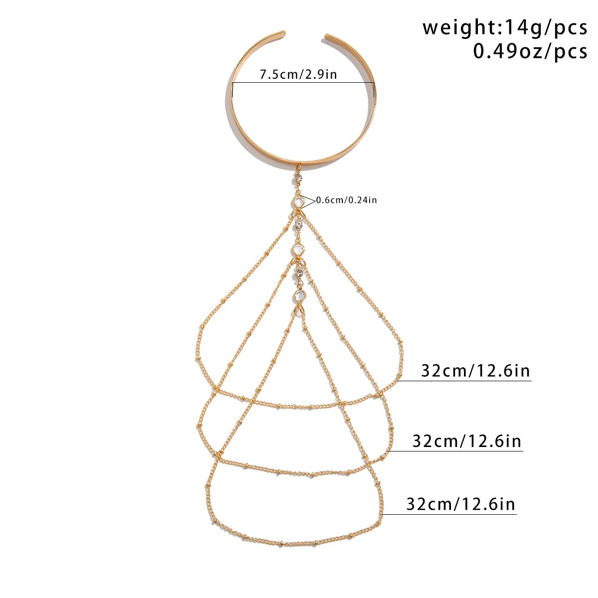 Ingemark 17 Stili Boho Ciondolo in cristallo Braccialetti aperti per le donne Wed Bridal Goth Nappa Braccialetti con braccio a maglie Regalo di gioielli per feste