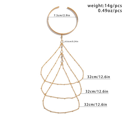 Ingemark 17 Stili Boho Ciondolo in cristallo Braccialetti aperti per le donne Wed Bridal Goth Nappa Braccialetti con braccio a maglie Regalo di gioielli per feste